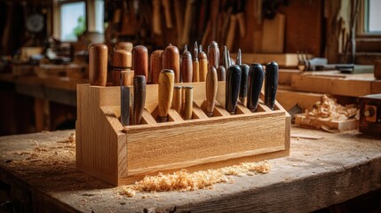 Wooden woodworking tool organizer