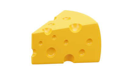 Isolated Swiss Cheese Wedge with Holes for Gourmet Snack