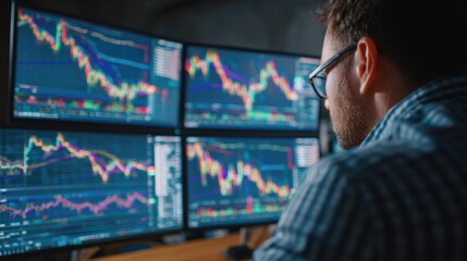 Person analyzing financial market data