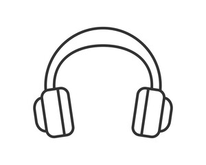 Minimalist vector icon of headphones. Simple outline style ideal for apps, websites, or print. Represents music, audio, listening, podcasting, and entertainment.