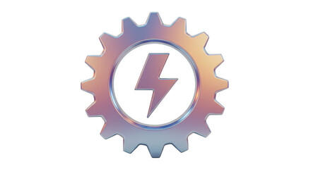 Isolated Cogwheel with Lightning Bolt Symbol