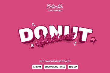 Editable donut text effects 3d template style premium vector.
