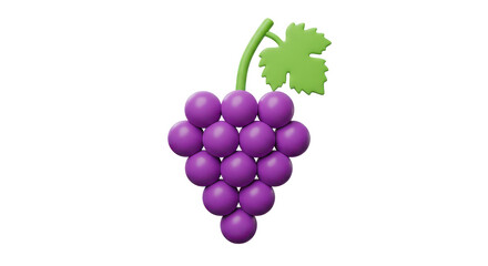 Isolated Bunch of Purple Grapes with Green Leaf