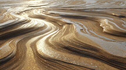 waves drawing patterns in sand