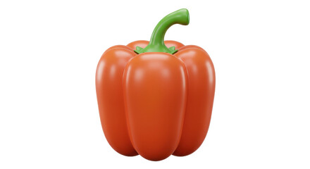 Isolated Red Bell Pepper with Green Stem