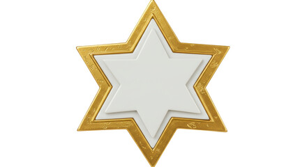 Isolated Golden Star of David with White Center