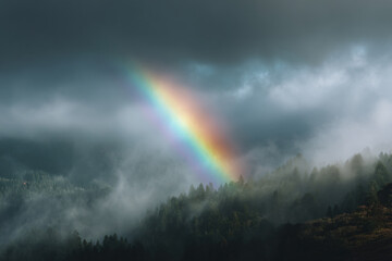 Fototapeta premium 015-049-Clouds-292-A_rainbow_cutting_through_misty_clouds.