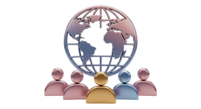 Isolated Global Teamwork Figurines Around Earth