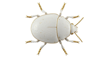 Isolated White Beetle with Golden Details
