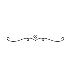 Hand drawn Heart swirl divider