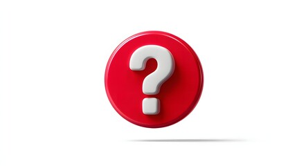 Minimalist white isolated red question mark icon signifying inquiry and curiosity in a simple and clean design approach