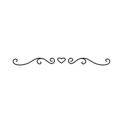 Hand drawn Heart swirl divider