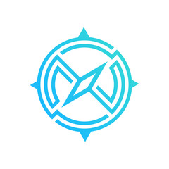 Elegant Compass Arrow Circle Vector Logo