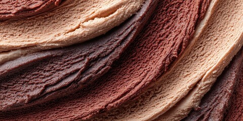 Swirls of creamy chocolate ice cream blend with rich flavors in a delicious dessert display