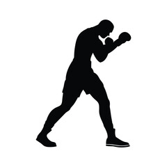 Naklejka premium Boxer Silhouette Power, Strength, and Combat in Every Stance