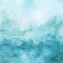 Obraz premium Serene aquatic watercolor background showcasing calming teal and light blue shades for peaceful designs and artistic creations.
