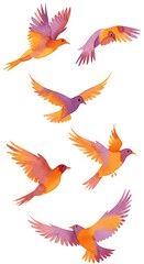 Fototapeta premium Crimson Flight: A Watercolor Symphony AI Generated