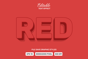Fototapeta premium Editable text effect red 3d Cartoon template style premium vector