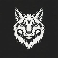 Obraz premium Graphic illustration of a tiger head featuring intricate line details and a bold black background in a modern design style