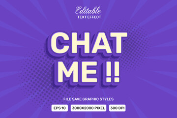 Editable text effect chat me template style premium vector