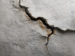 Cracked concrete surface urban environment photo close-up view structural integrity concept