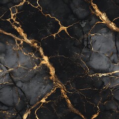 Luxurious Black Marble Texture with Gold Veining Premium Ceramic Pattern Design