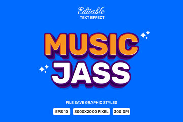 Editable text effect music jass 3d template style premium vector