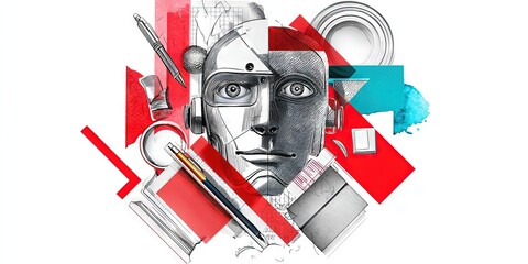 robot writer, showcasing the innovative and technologically advanced energy of this technology. 