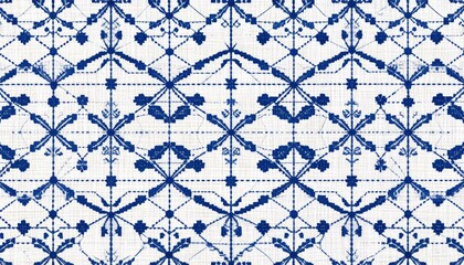 Blue Floral Textile Pattern Design