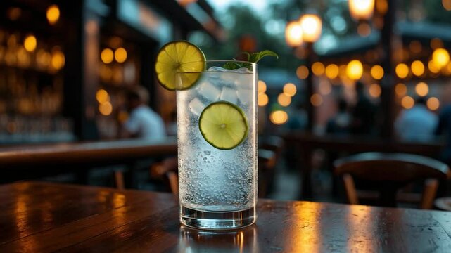 Fantastic Gin Tonic served at a bar.