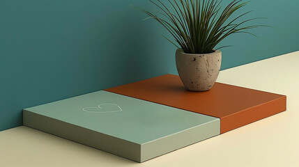 Sophisticated brochure for a wellness retreat highlights a subtle heart symbol ample blank space for descriptive text and a minimalist layout that radiates calm and expertise