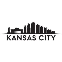 Kansas City skyline silhouette. Black Kansas City city design Vector black silhouette. with white background