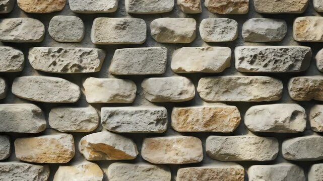 Randomly cut grey cobblestones set on a wall surface. Series of weathered and exposed natural gravel or cobblestones. Appropriate for construction or use. Uniform background texture.