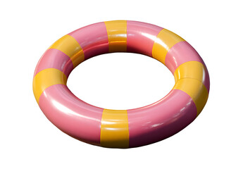 3D illustration lifebuoy ring yellow and pink isolated on transparent background