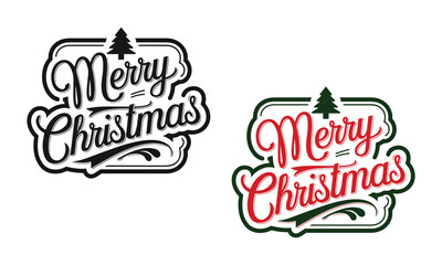 Hand Drawn Merry Christmas Calligraphy – Festive Vector Art