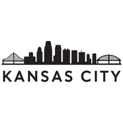 Obraz premium Kansas City skyline silhouette. Black Kansas City city design Vector black silhouette. with white background