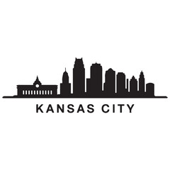 Naklejka premium Kansas City skyline silhouette. Black Kansas City city design Vector black silhouette. with white background
