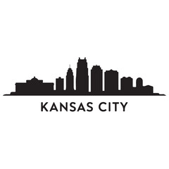 Fototapeta premium Kansas City skyline silhouette. Black Kansas City city design Vector black silhouette. with white background