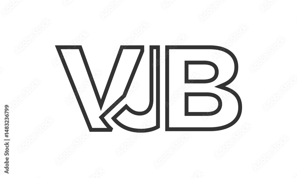 Poster vjb logo design template with strong and modern bold text. initial based vector logotype featuring s