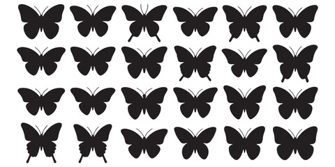 set of vector icon various butterfly silhouette