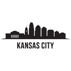 Naklejka premium Kansas City skyline silhouette. Black Kansas City city design Vector black silhouette. with white background