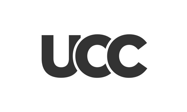 UCC logo design template with strong and modern bold text. Initial based vector logotype featuring simple and minimal typography. Trendy company identity.