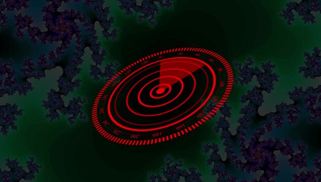 Digital Rader searching system animation on fractal background.