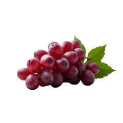 Fototapeta premium A bunch of red grapes with a green leaf