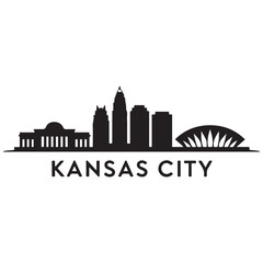 Kansas City skyline silhouette. Black Kansas City city design Vector black silhouette. with white background