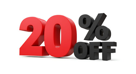 20% off 3D isolated on white background