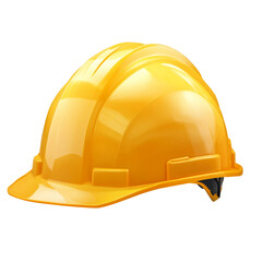 Fototapeta premium Modern yellow hard hat protective safety helmet isolated on white and transparent background.