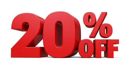 20% off 3D isolated on white background