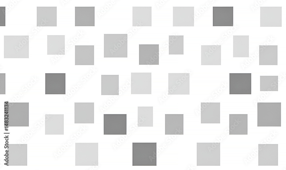 Poster abstract geometric background featuring randomly distributed gray squares with various sizes against