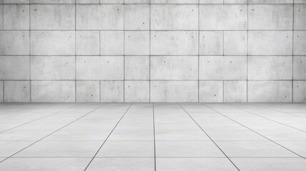 Empty Modern Room with Concrete Wall and Tile Floor: Minimalist Interior Design
